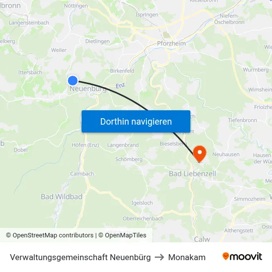 Verwaltungsgemeinschaft Neuenbürg to Monakam map