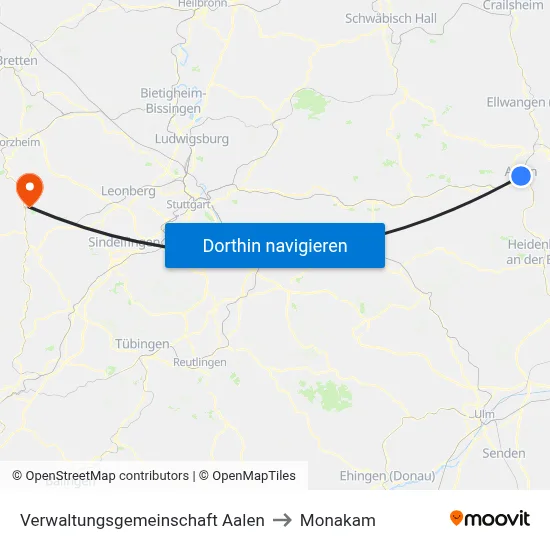Verwaltungsgemeinschaft Aalen to Monakam map