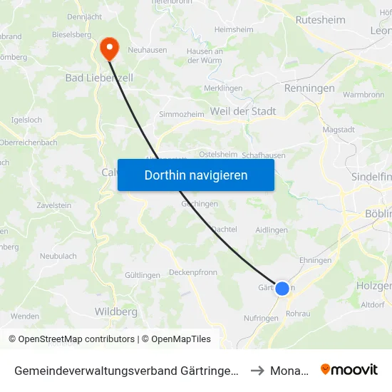 Gemeindeverwaltungsverband Gärtringen/Ehningen to Monakam map