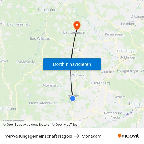 Verwaltungsgemeinschaft Nagold to Monakam map