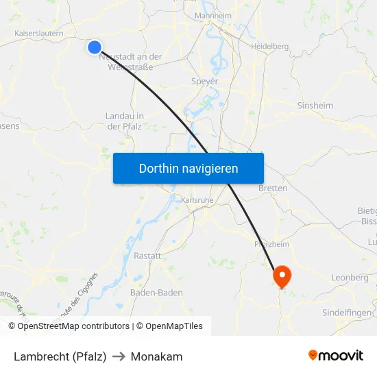 Lambrecht (Pfalz) to Monakam map