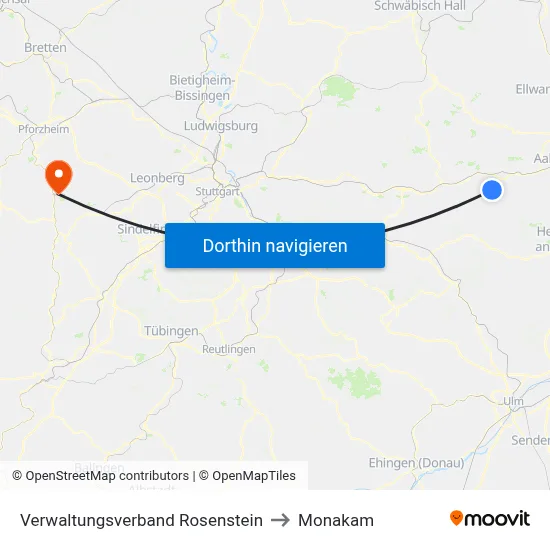 Verwaltungsverband Rosenstein to Monakam map