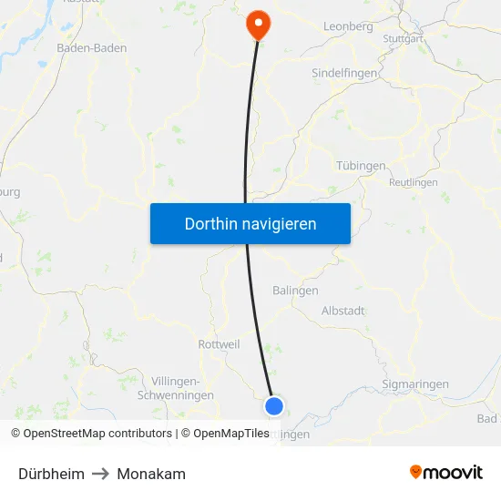 Dürbheim to Monakam map