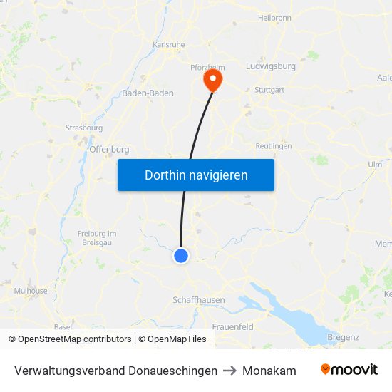 Verwaltungsverband Donaueschingen to Monakam map