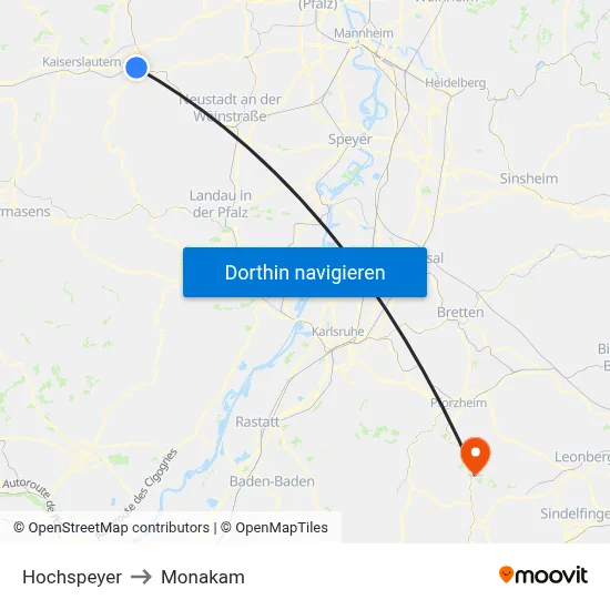 Hochspeyer to Monakam map