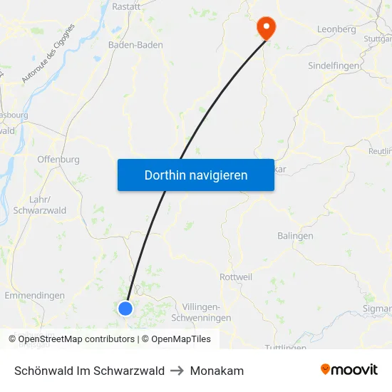 Schönwald Im Schwarzwald to Monakam map