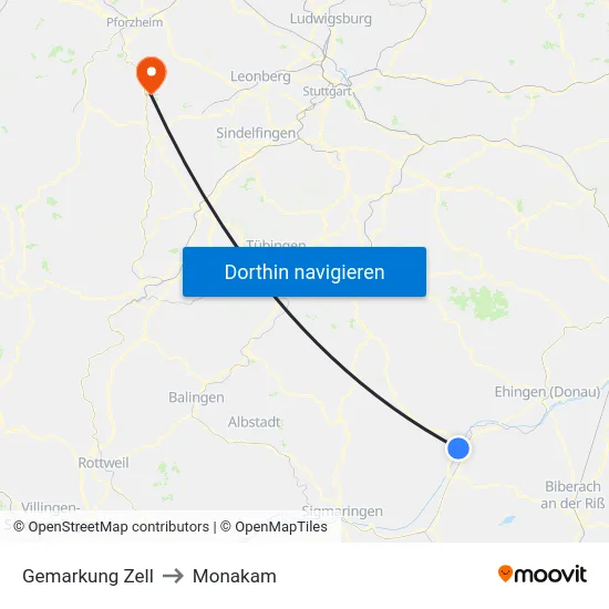 Gemarkung Zell to Monakam map