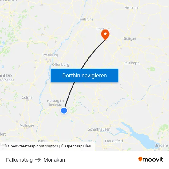 Falkensteig to Monakam map