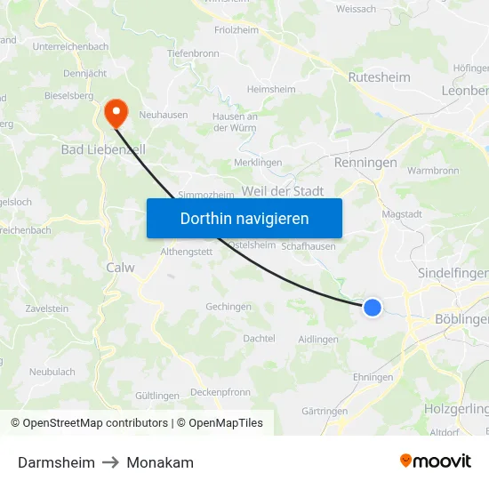 Darmsheim to Monakam map
