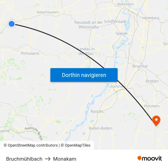 Bruchmühlbach to Monakam map