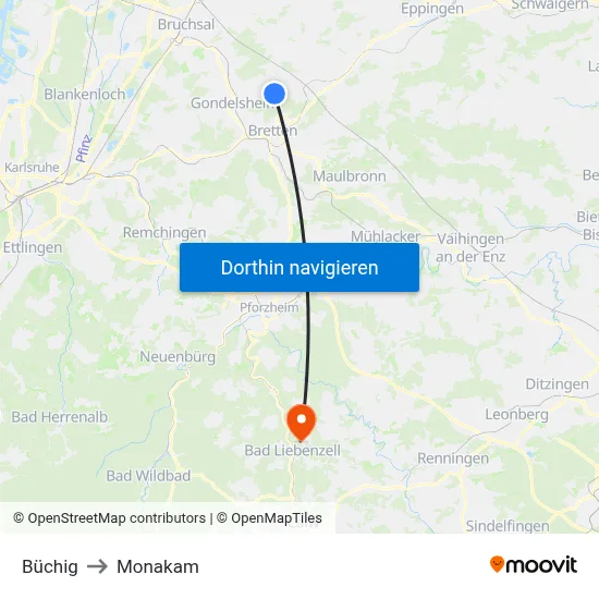 Büchig to Monakam map