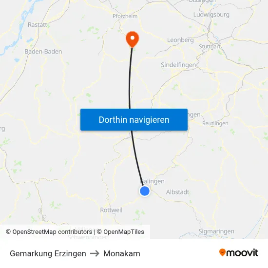 Gemarkung Erzingen to Monakam map