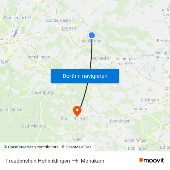 Freudenstein-Hohenklingen to Monakam map