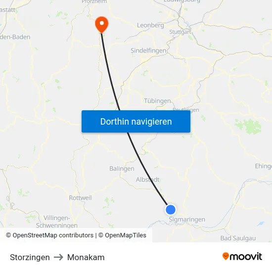 Storzingen to Monakam map