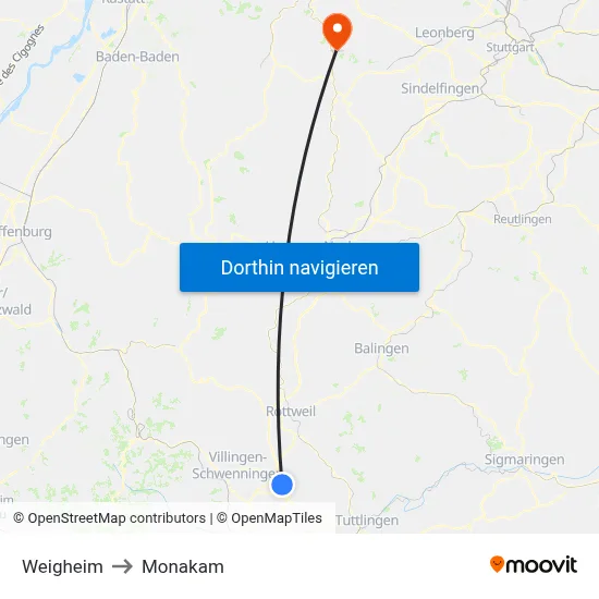 Weigheim to Monakam map