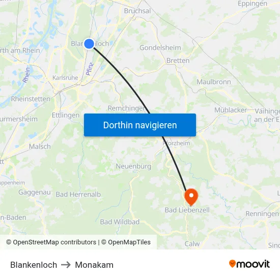 Blankenloch to Monakam map