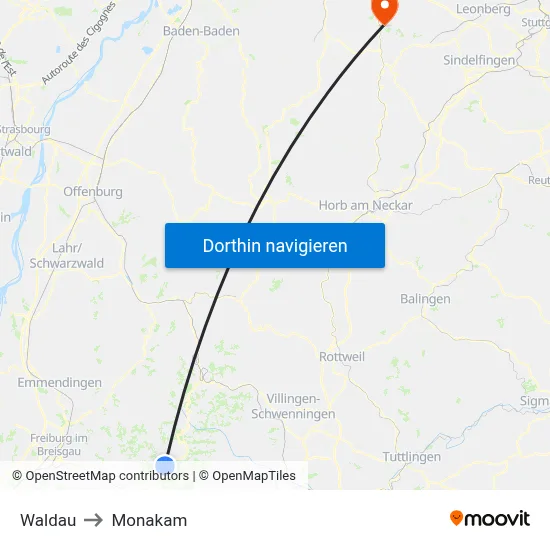 Waldau to Monakam map