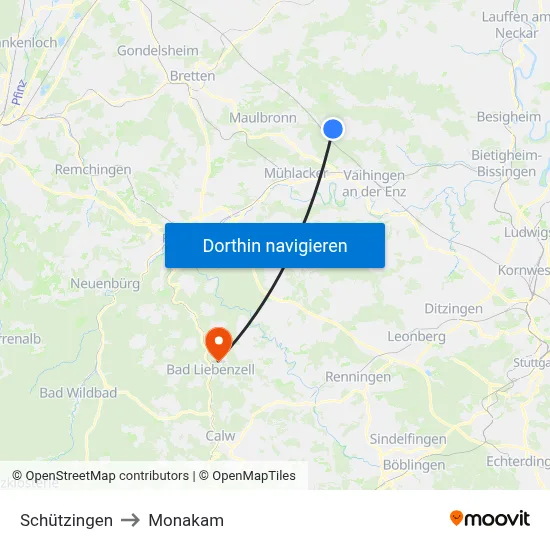 Schützingen to Monakam map