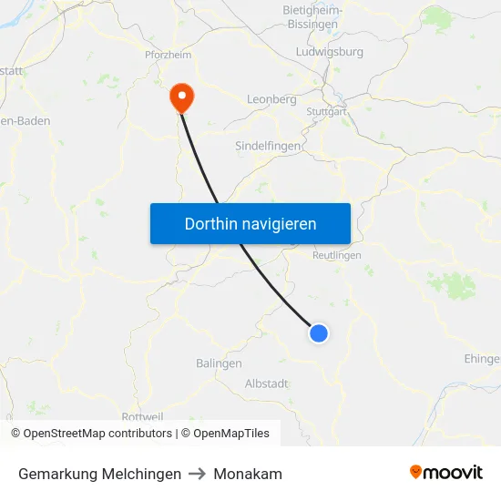 Gemarkung Melchingen to Monakam map