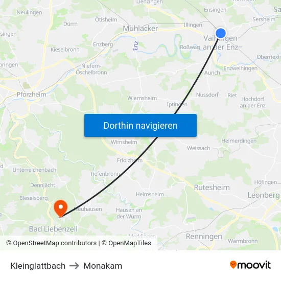 Kleinglattbach to Monakam map