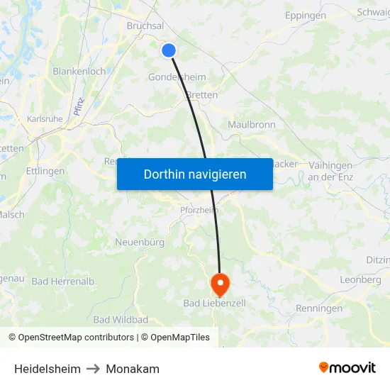 Heidelsheim to Monakam map