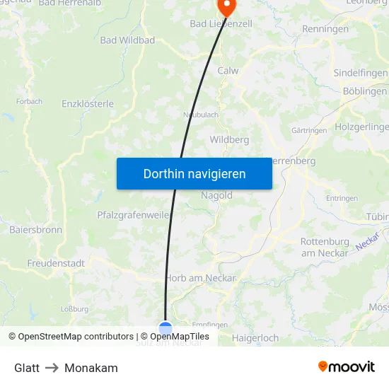 Glatt to Monakam map