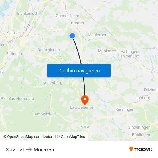 Sprantal to Monakam map