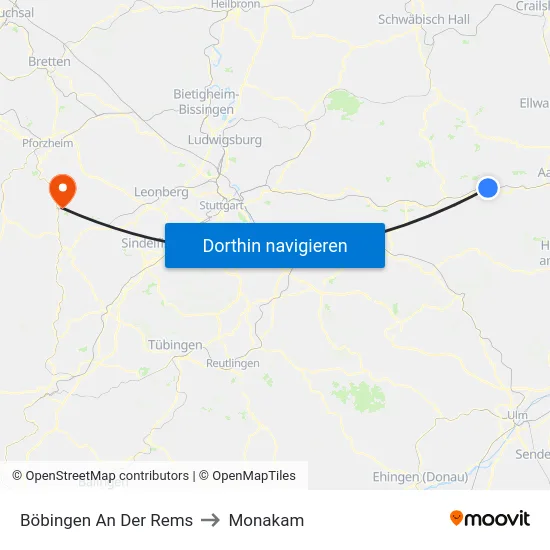 Böbingen An Der Rems to Monakam map