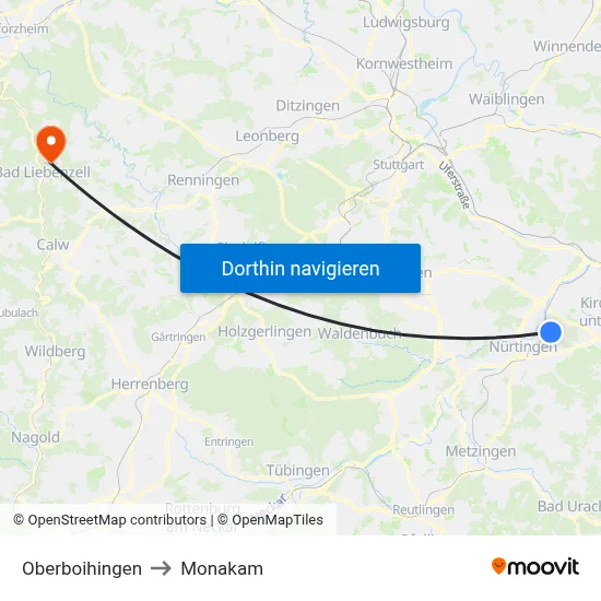 Oberboihingen to Monakam map