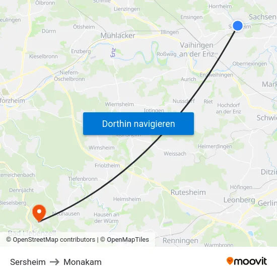 Sersheim to Monakam map