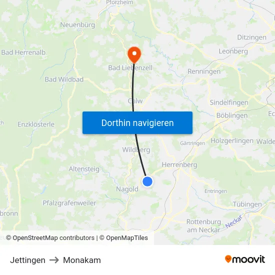 Jettingen to Monakam map