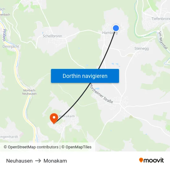 Neuhausen to Monakam map