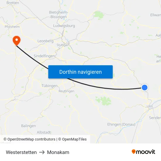 Westerstetten to Monakam map
