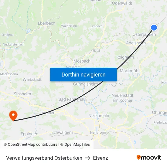 Verwaltungsverband Osterburken to Elsenz map