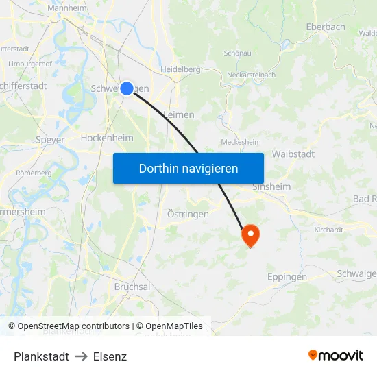 Plankstadt to Elsenz map