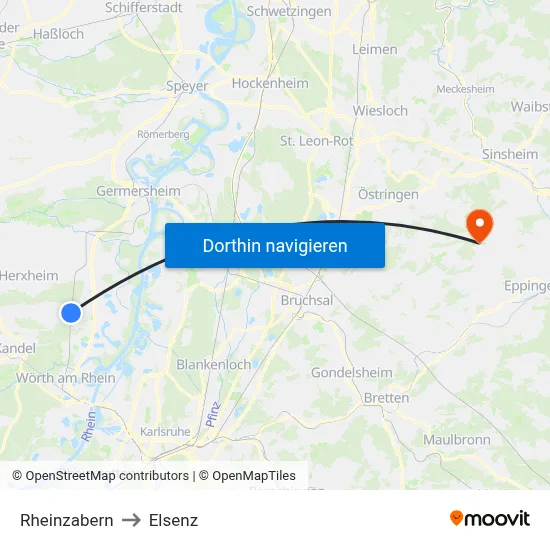 Rheinzabern to Elsenz map