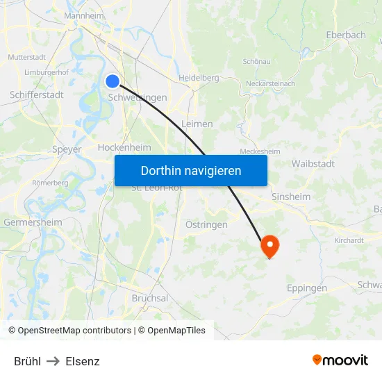 Brühl to Elsenz map