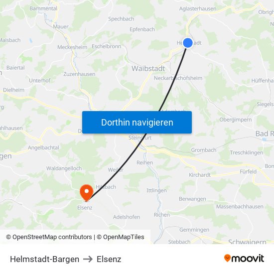 Helmstadt-Bargen to Elsenz map
