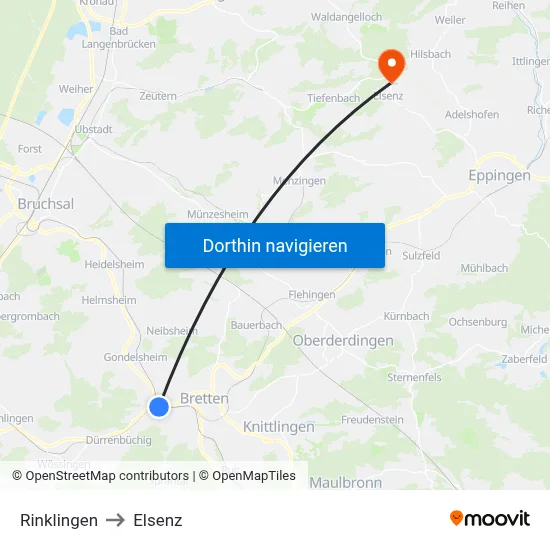 Rinklingen to Elsenz map