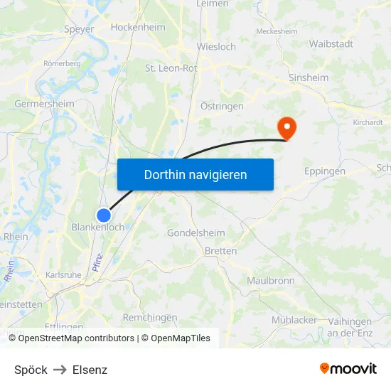 Spöck to Elsenz map