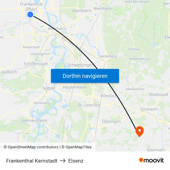 Frankenthal Kernstadt to Elsenz map