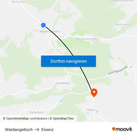 Waldangelloch to Elsenz map