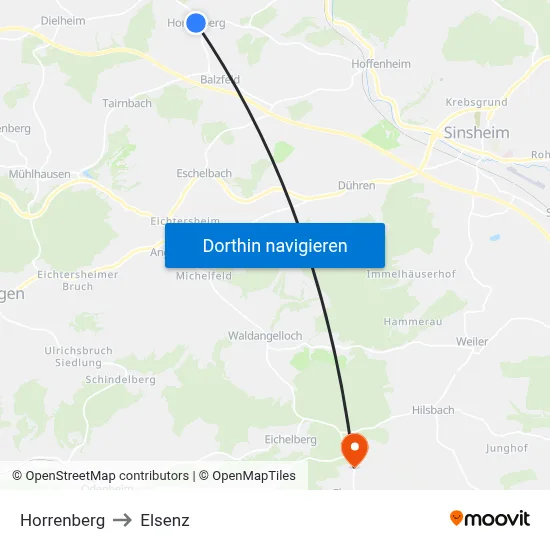 Horrenberg to Elsenz map