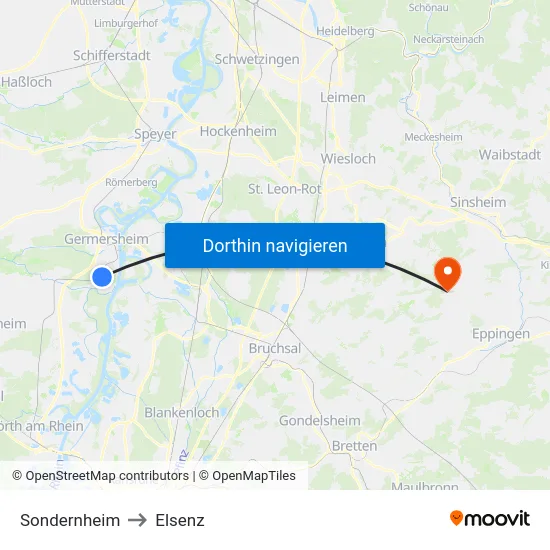 Sondernheim to Elsenz map