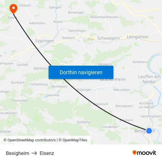 Besigheim to Elsenz map