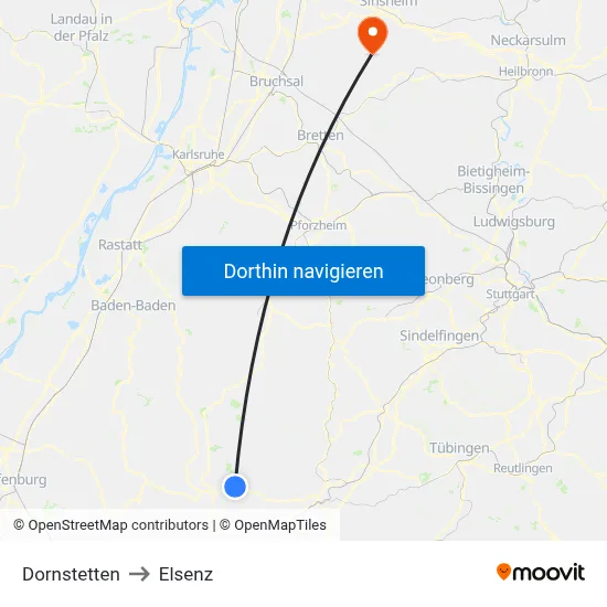 Dornstetten to Elsenz map