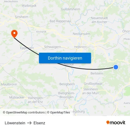 Löwenstein to Elsenz map