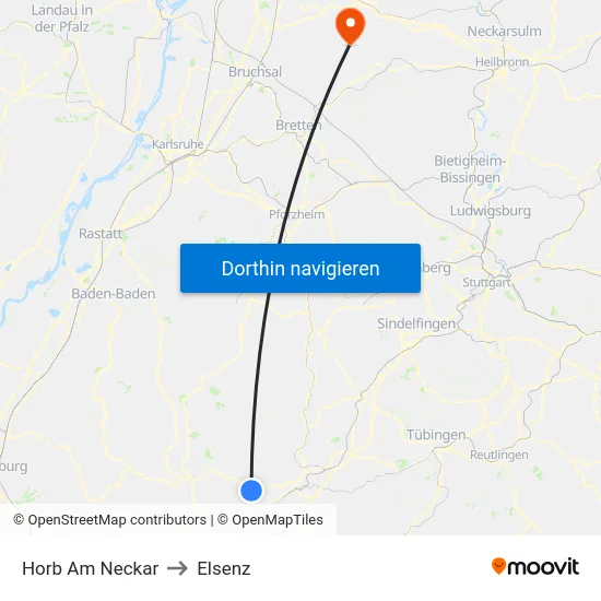 Horb Am Neckar to Elsenz map