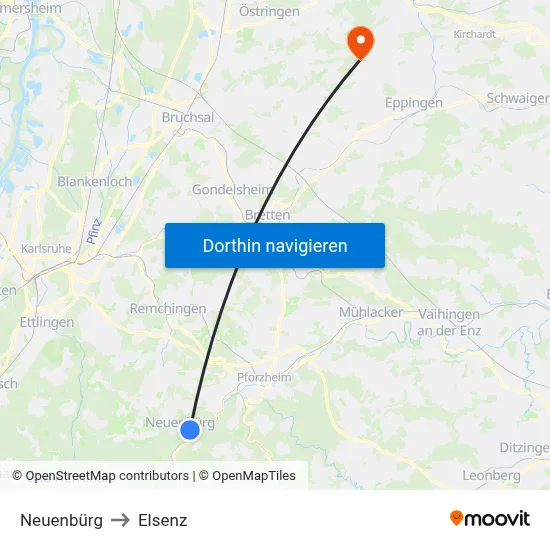 Neuenbürg to Elsenz map