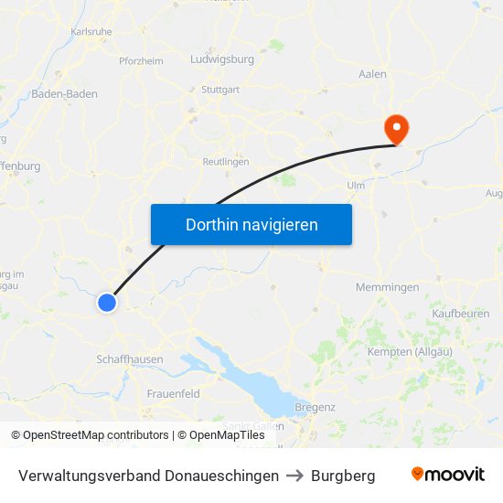 Verwaltungsverband Donaueschingen to Burgberg map